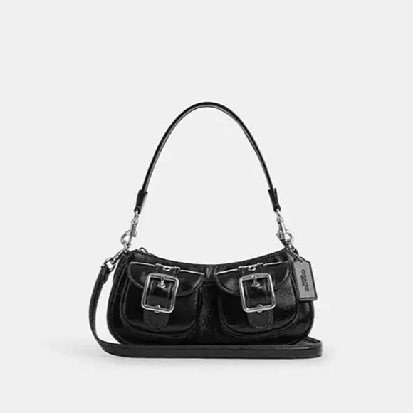 COACH Ashton 2way Shoulder Bag CBJ01 Silver/Black glazed leather - Picture 1 of 12